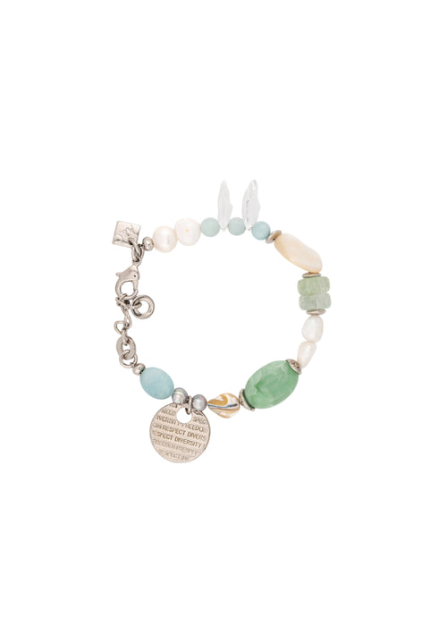 Silver-Tone Mixed Pastel Stone Bead Bracelet