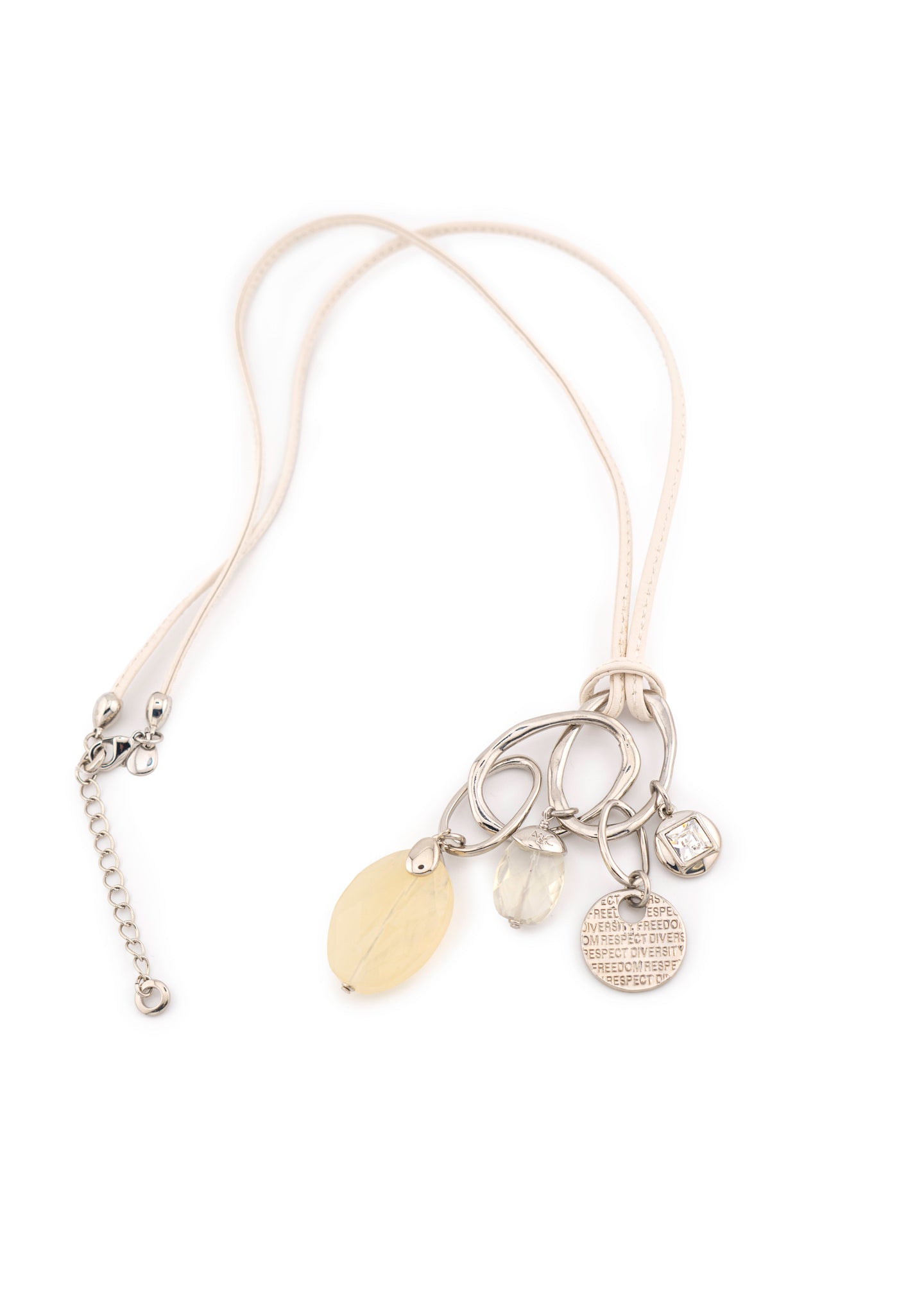 Leather Cord & Sunlight Charm Cluster Necklace
