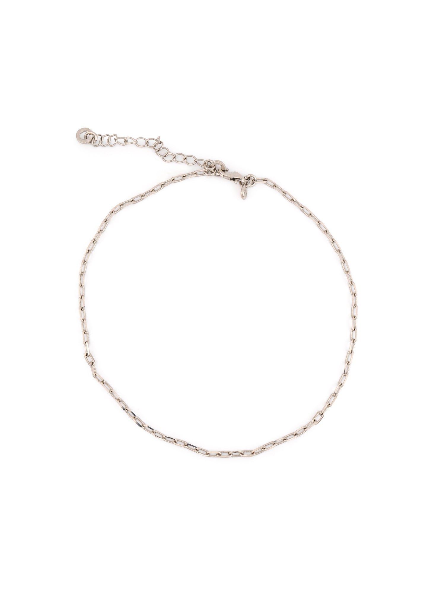 Silver-Tone Rectangular Link Chain Necklace