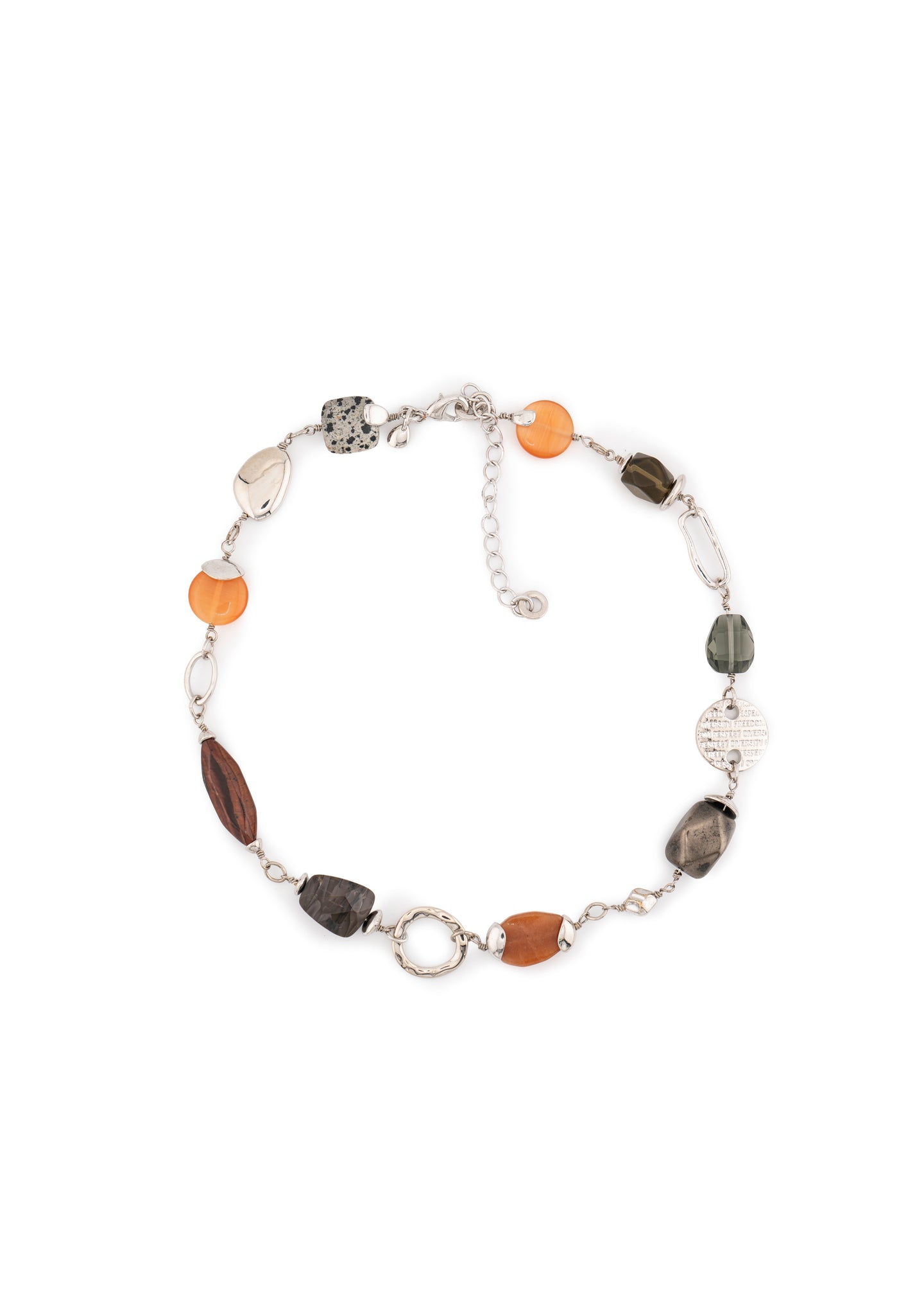 Silver-Tone Earth Stone Chain Necklace