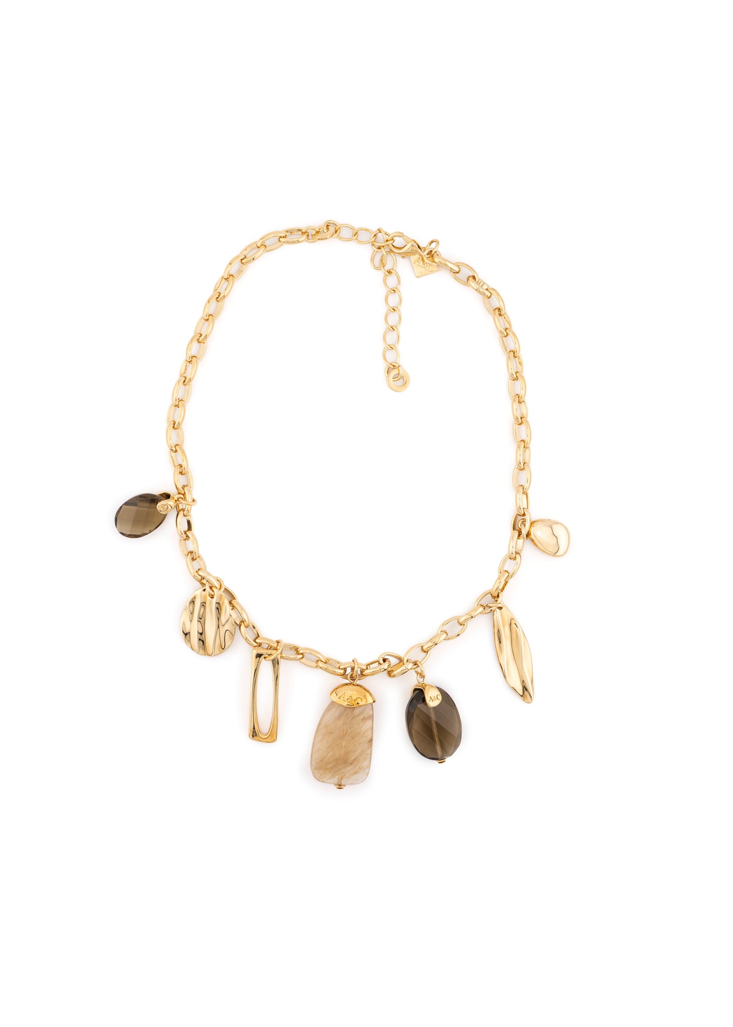 Gold-Tone Chain & Mixed Stone Charm Necklace