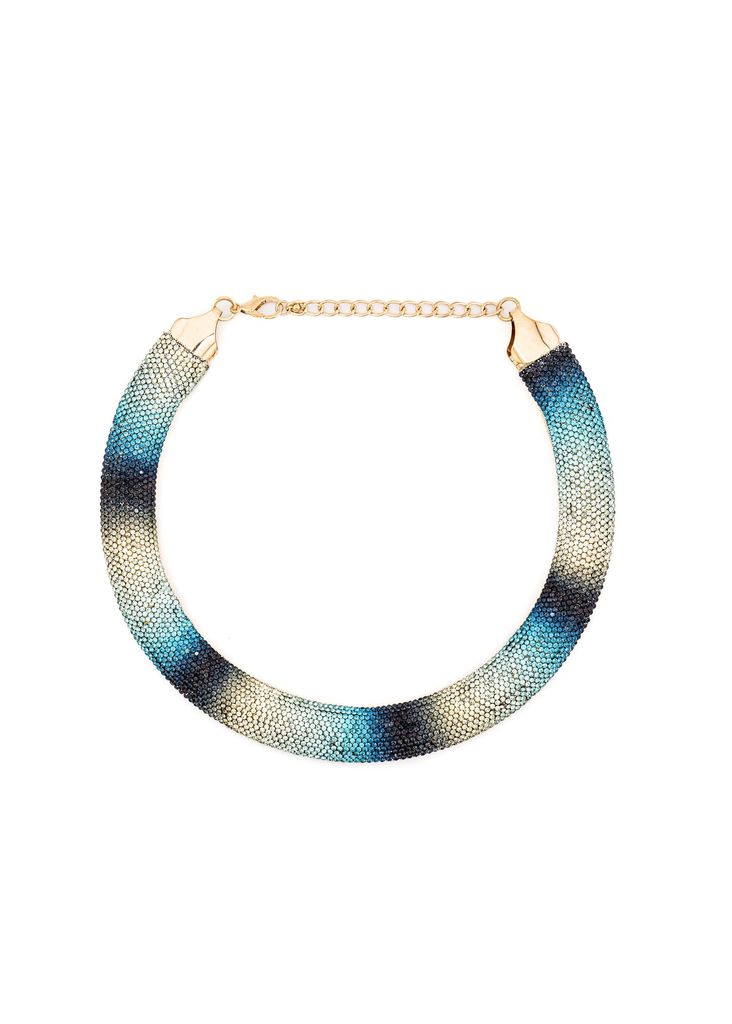 Blue Multi Crystal Bib Necklace