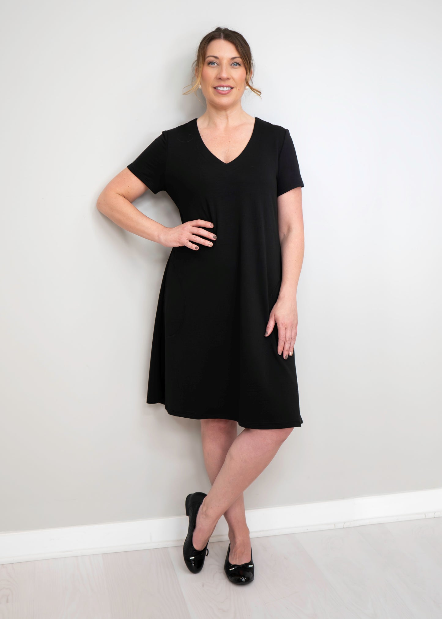 V-neck Bamboo Terry Swing Dress - SALE