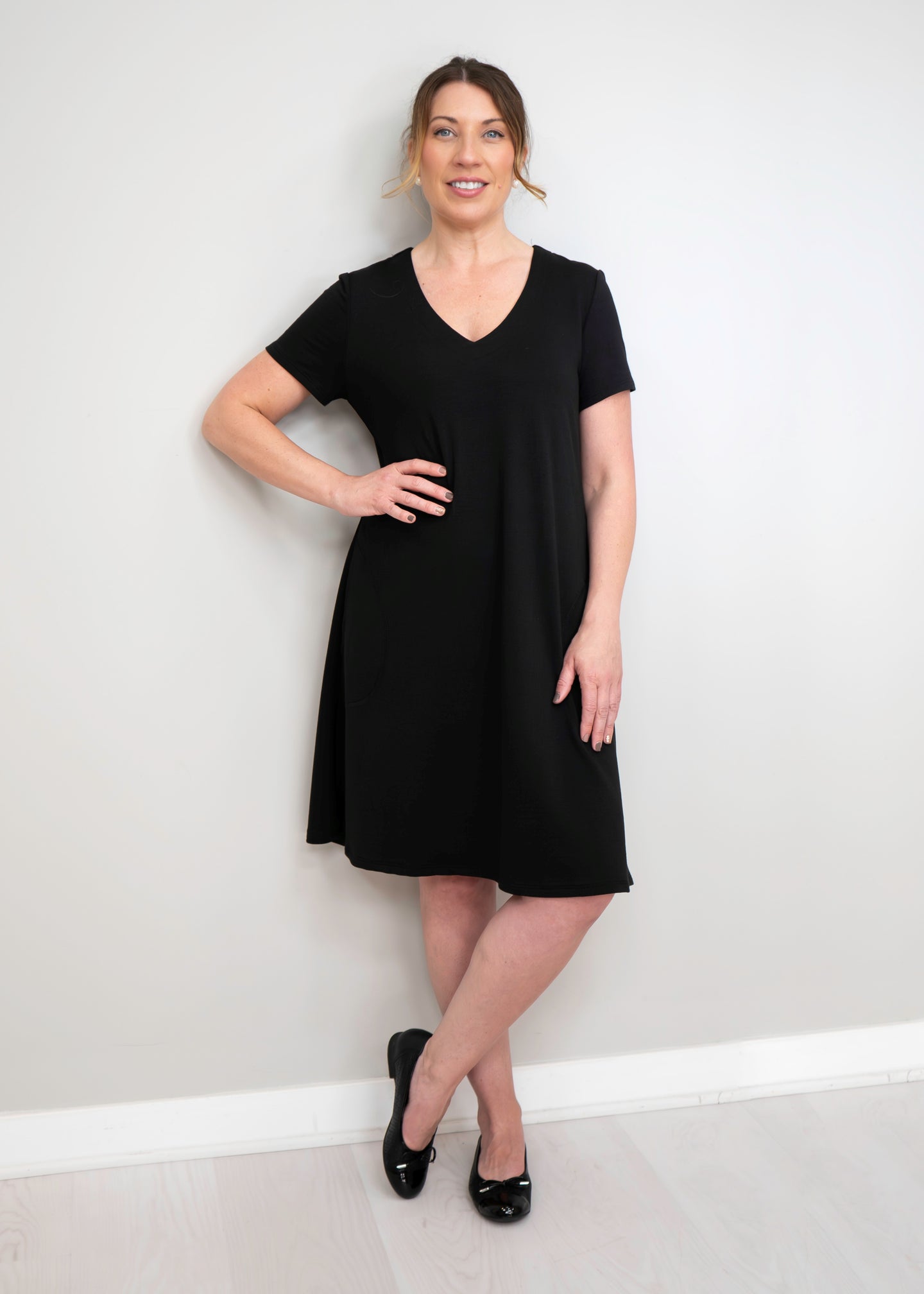 V-neck Bamboo Terry Swing Dress - SALE