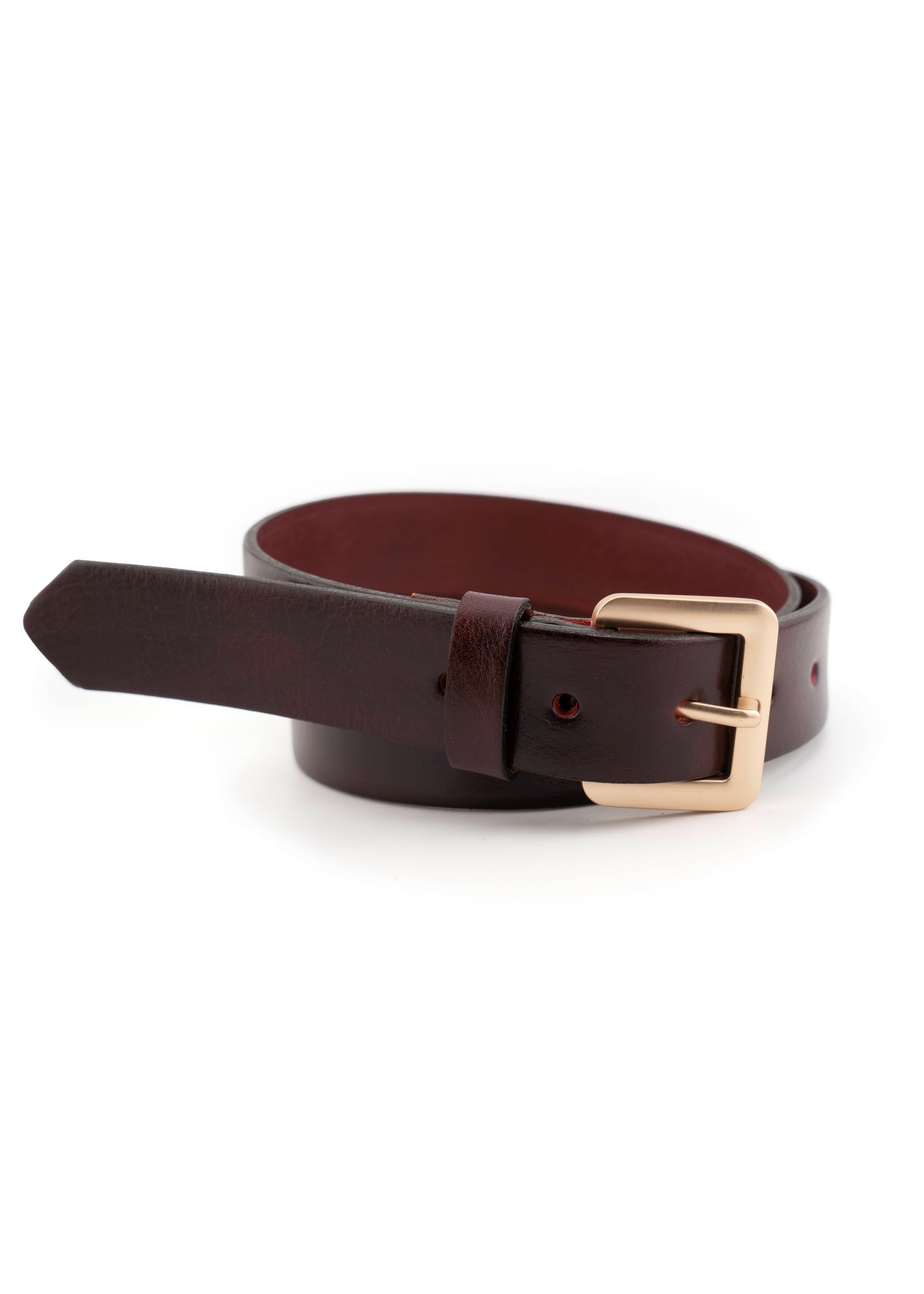 Landes - Classic Leather Belt With Gold Buckle