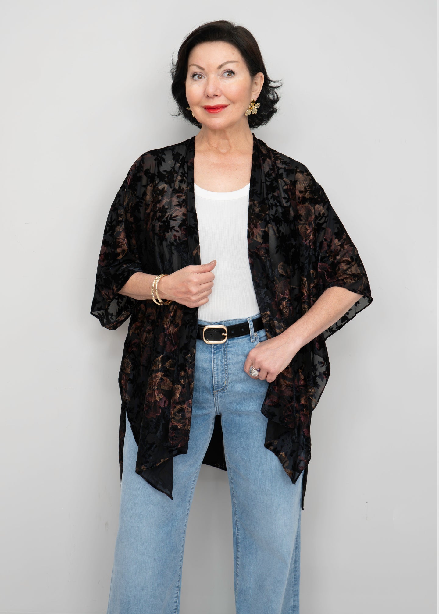 Paparazzi - Burnout Floral Pattern Kimono
