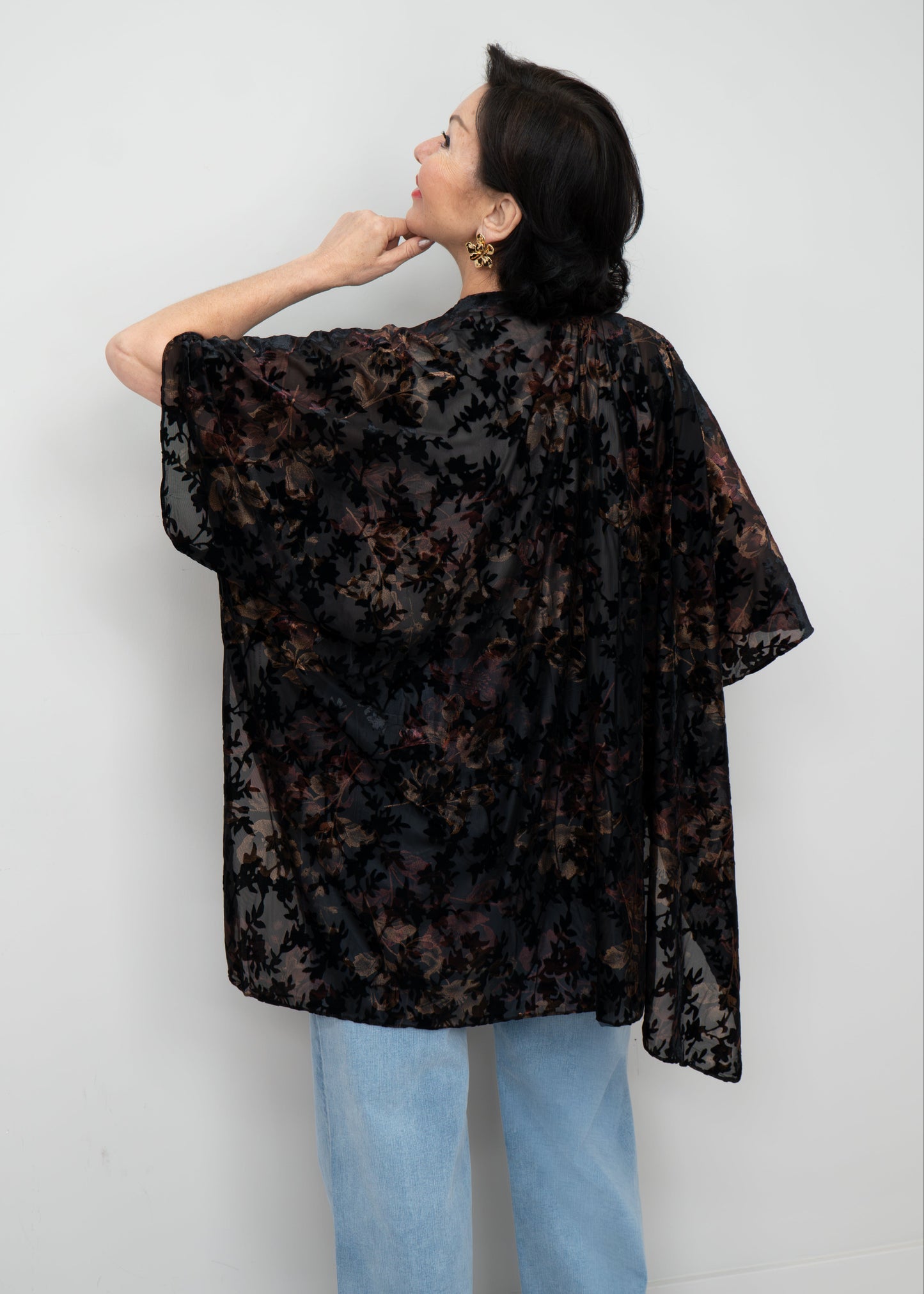 Paparazzi - Burnout Floral Pattern Kimono