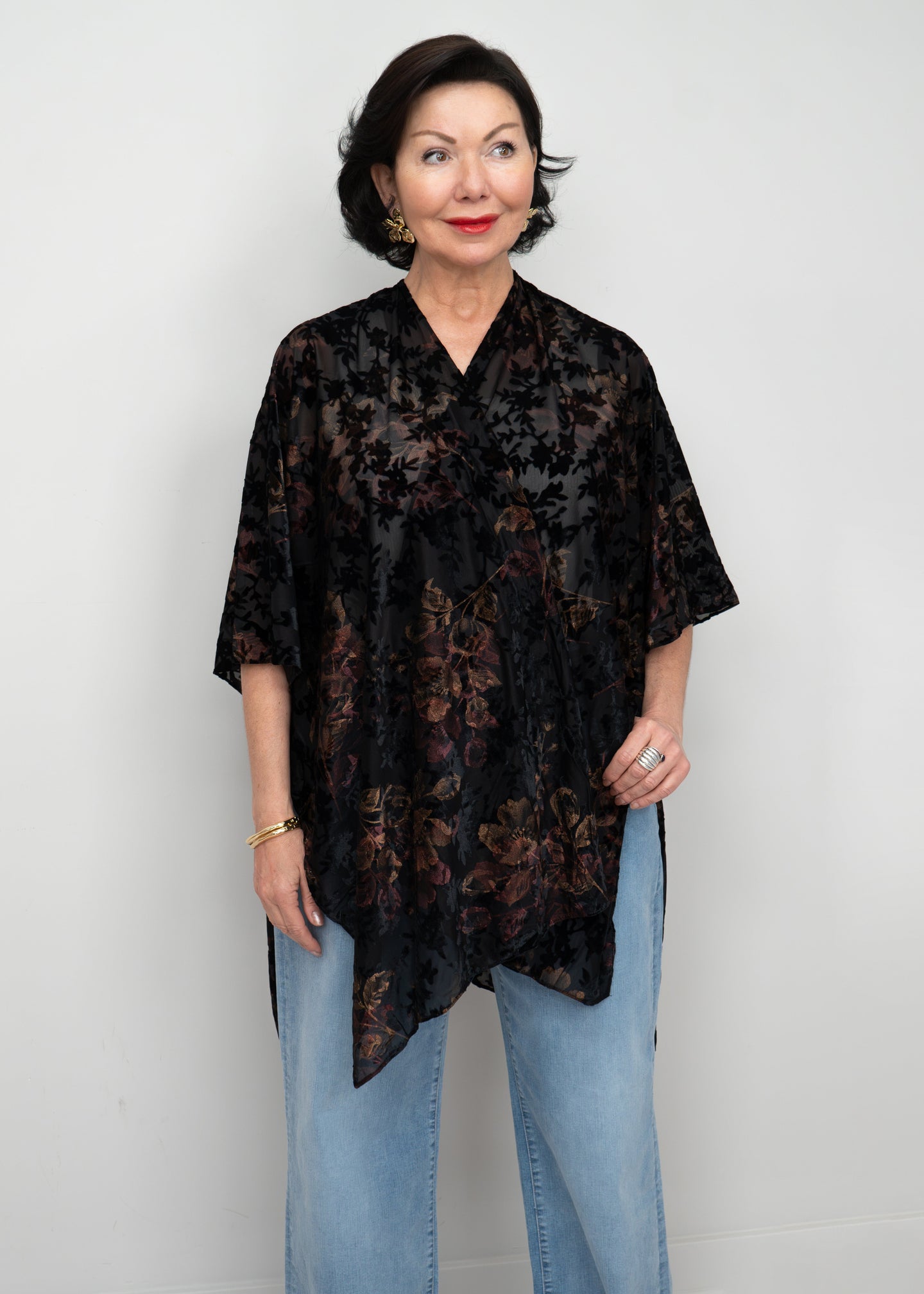 Paparazzi - Burnout Floral Pattern Kimono