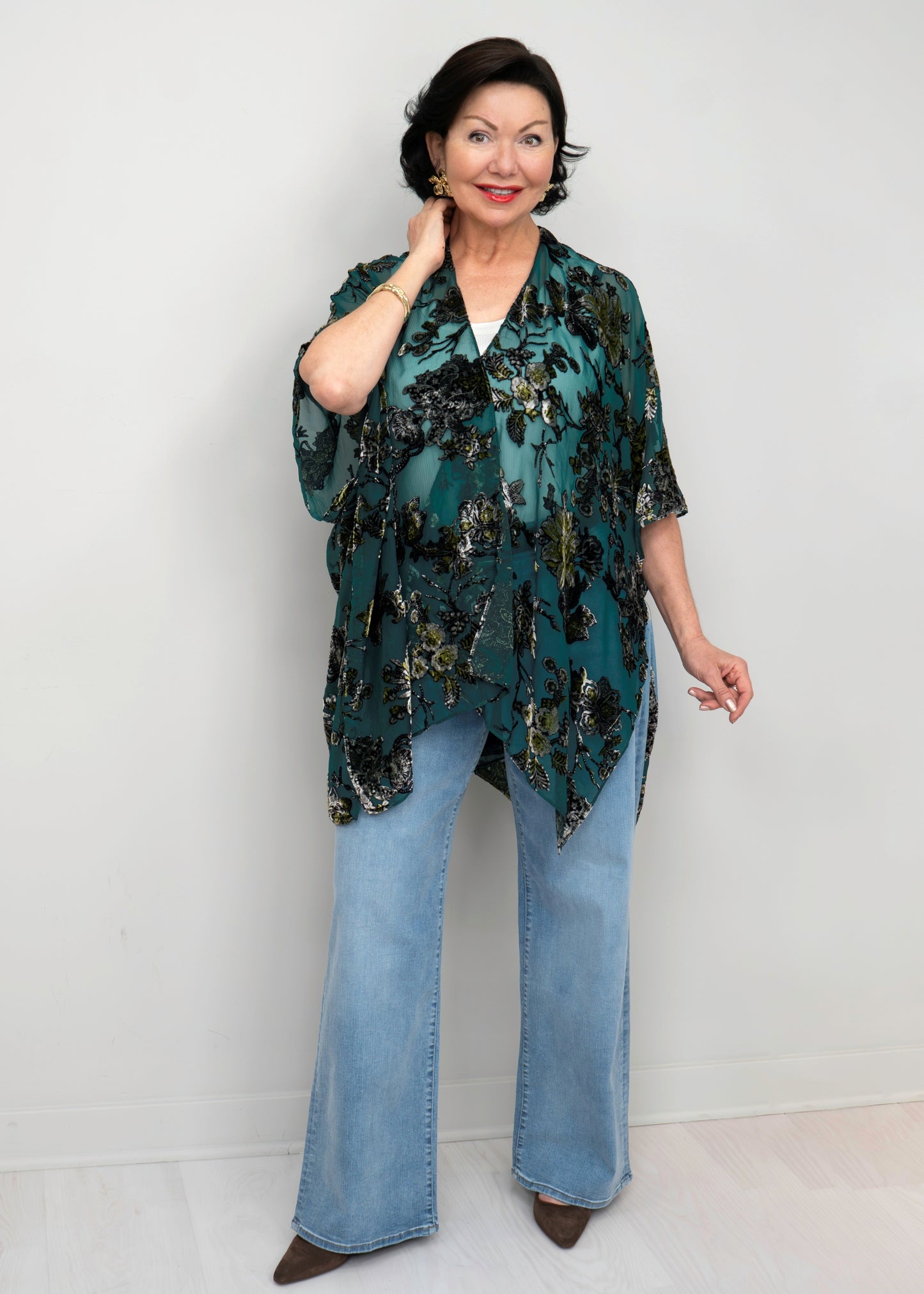 Paparazzi - Viscose Burnout Floral Pattern Kimono
