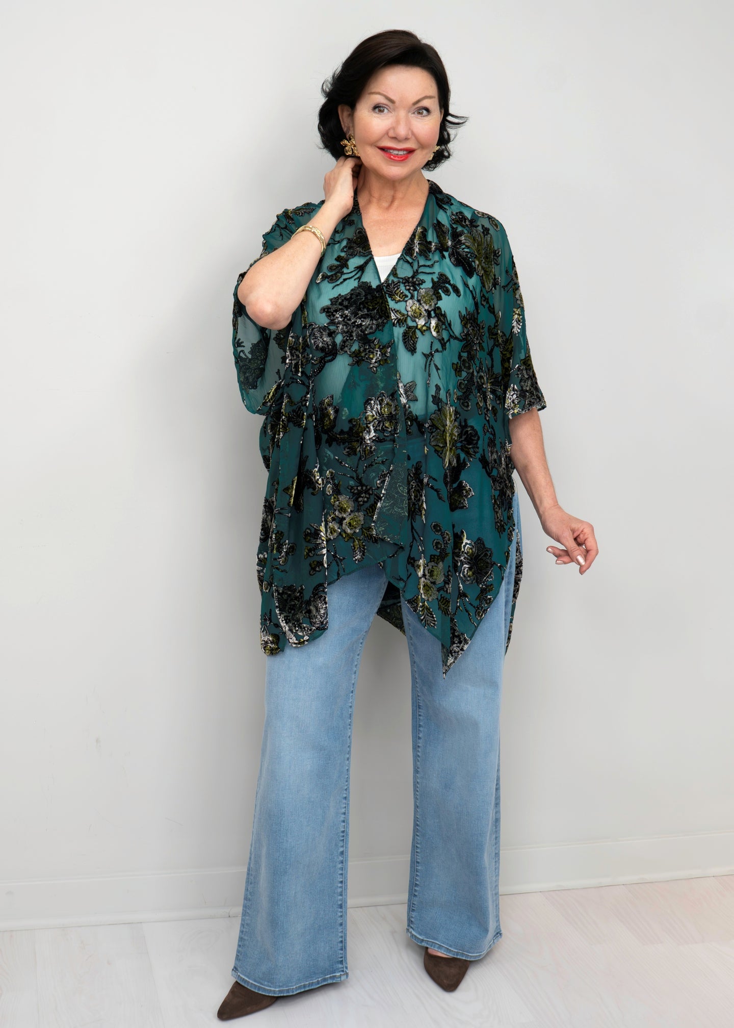 Paparazzi - Viscose Burnout Floral Pattern Kimono