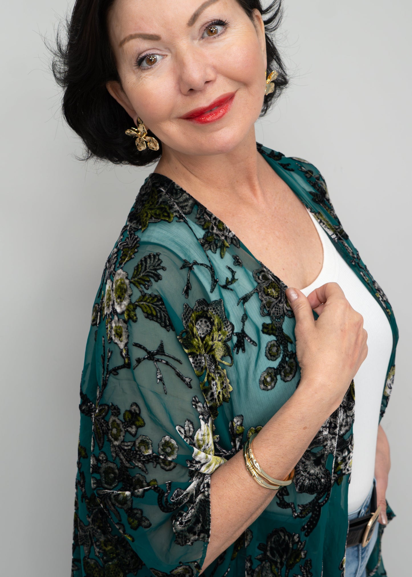 Paparazzi - Viscose Burnout Floral Pattern Kimono