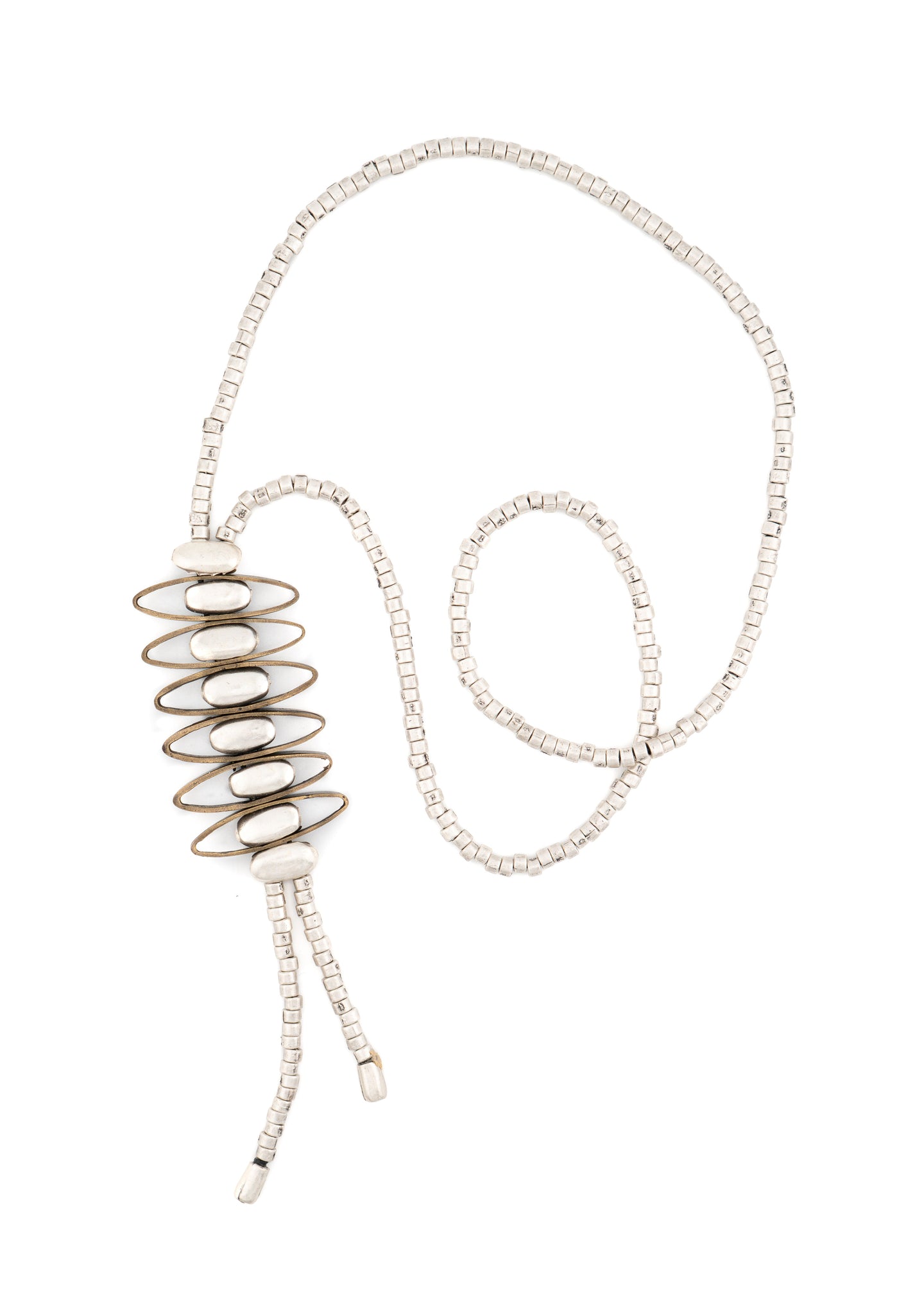 Seraglio - Silver Oval Frame Lariat Necklace