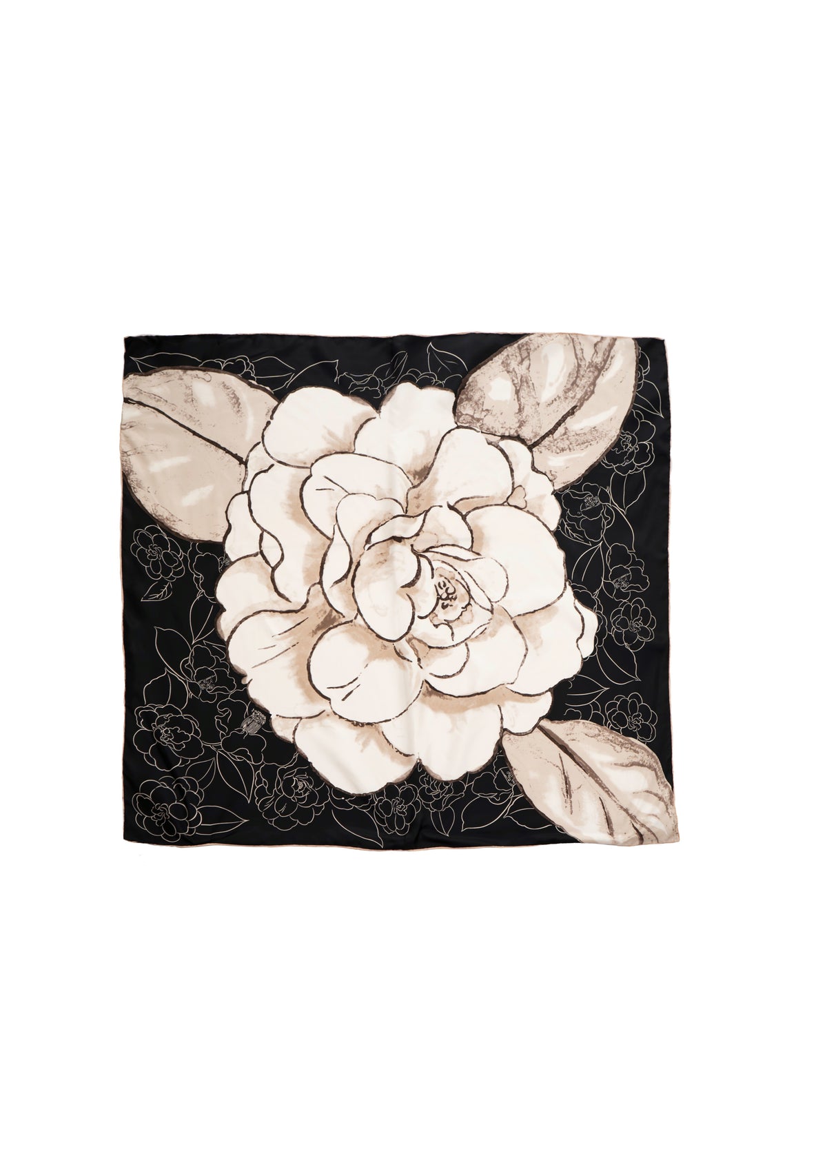 Camellia Floral Print Silk Scarf