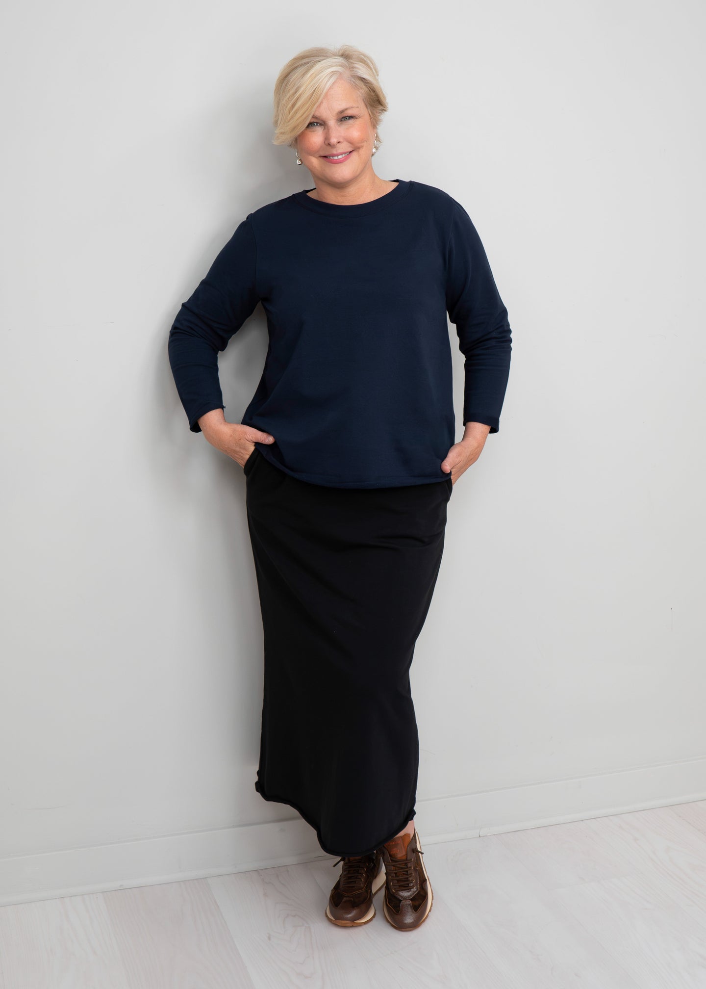 Shepherd's - Cotton French Terry Rolled Hem Skirt