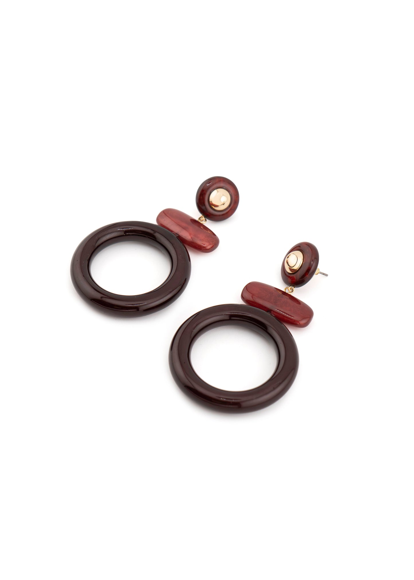 Burgundy Circle Drop Earrings