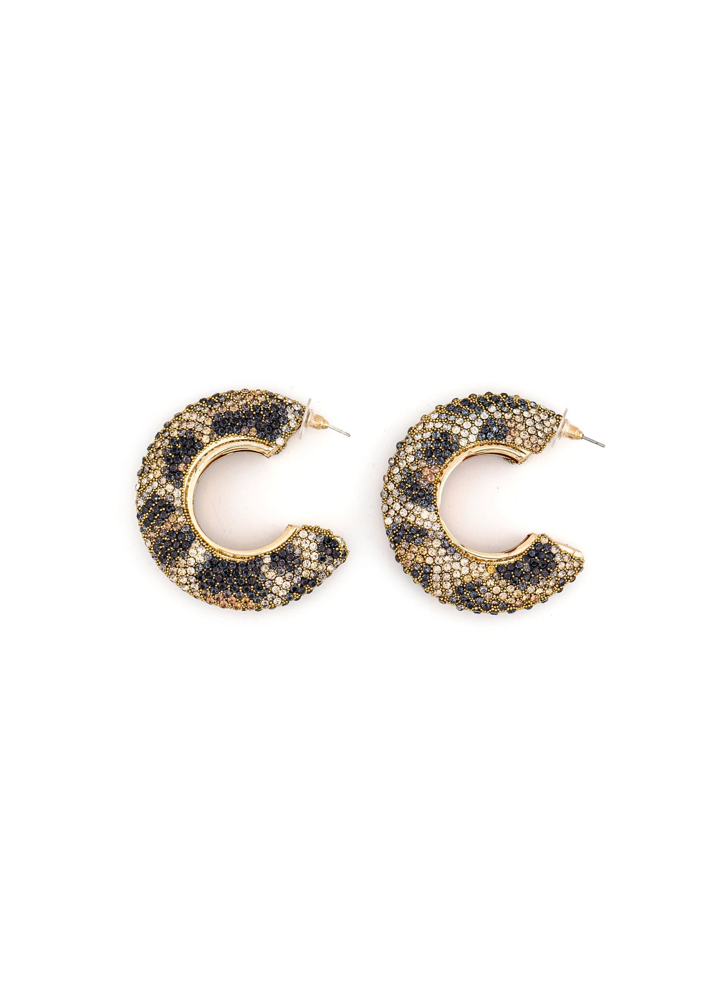 Leopard Crystal Hoop Earrings