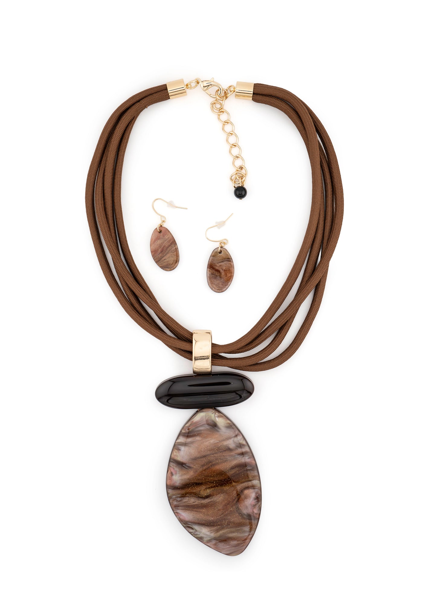 Brown Multi Strand Statement Jewellery Set