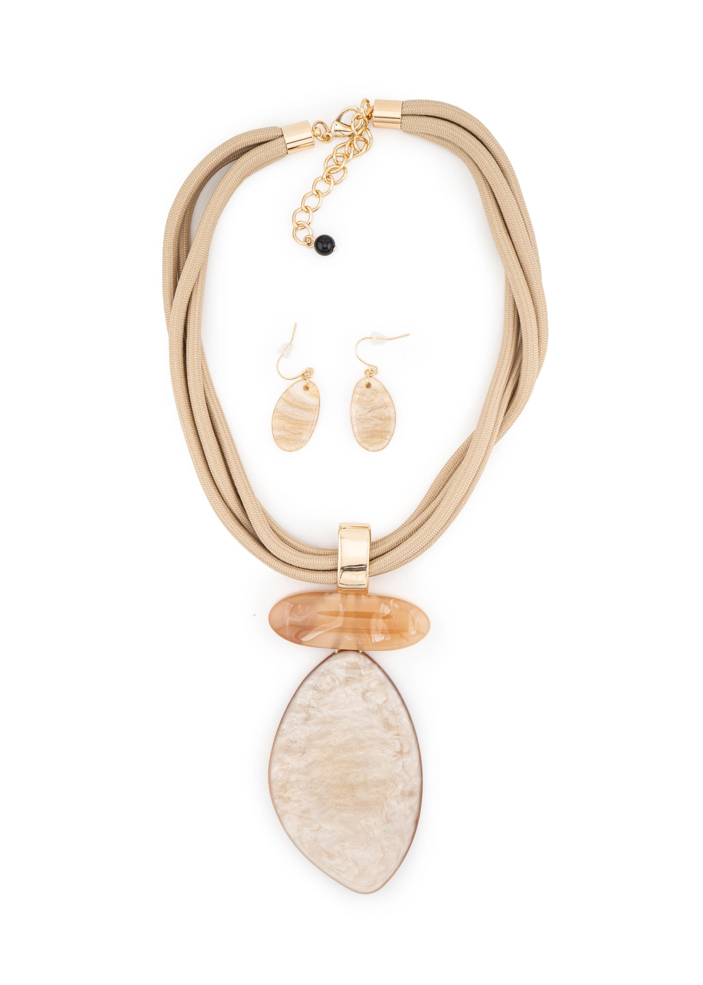 Beige Multi Strand Statement Jewellery Set