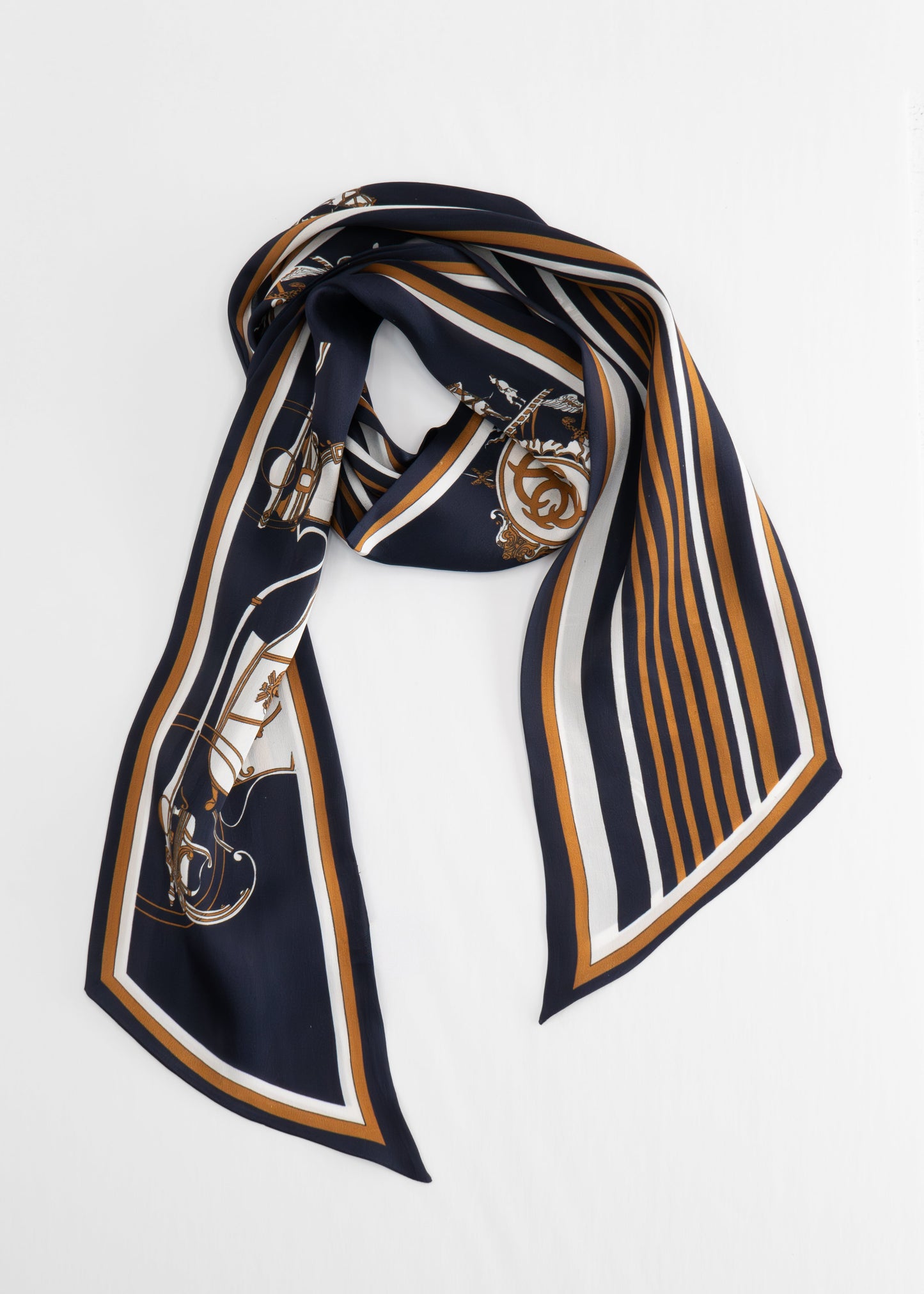 Tom & Eva - Reversible Luxe Stripe Long Silk Scarf