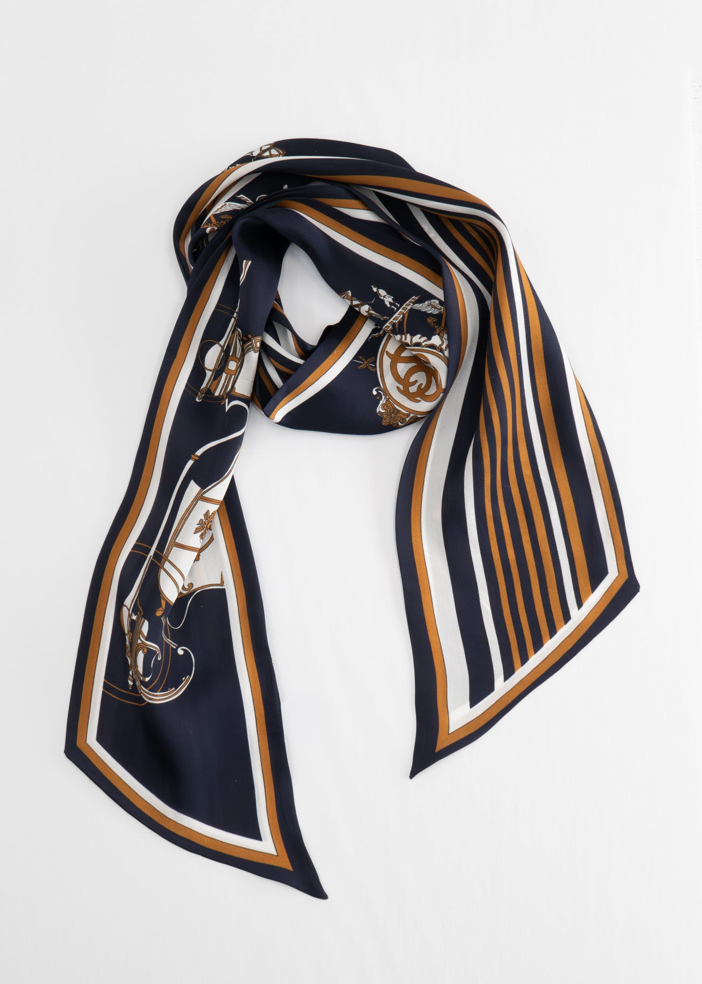 Tom & Eva - Reversible Luxe Stripe Long Silk Scarf