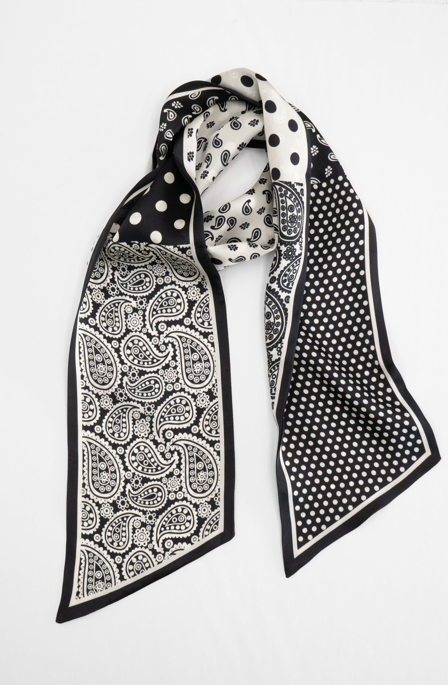 Tom & Eva - Paisley & Polka Dots Long Silk Scarf