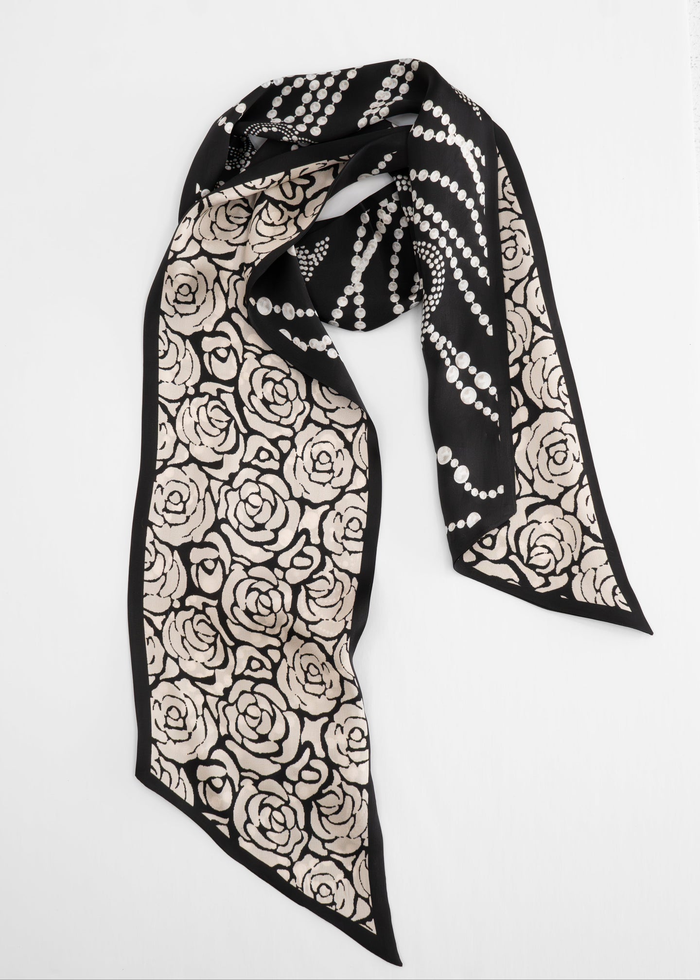 Tom & Eva - Roses & Pearls Long Silk Scarf