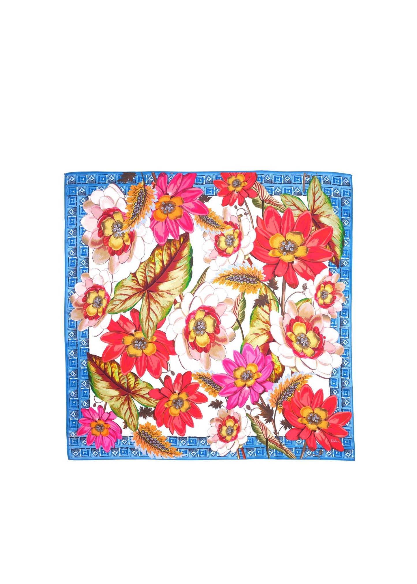 Echo - Tropical Floral Silk Square Scarf
