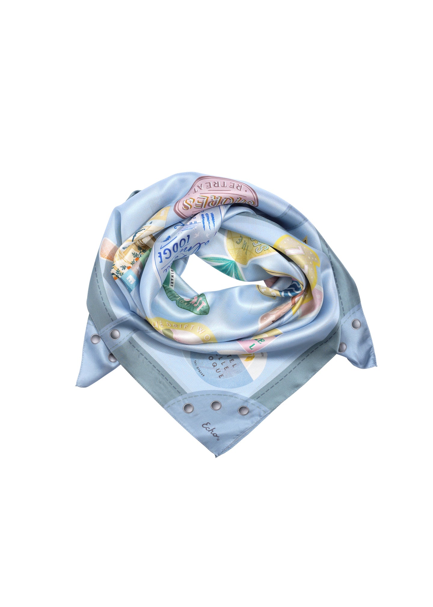 Echo - Travel Stickers Silk Square Scarf