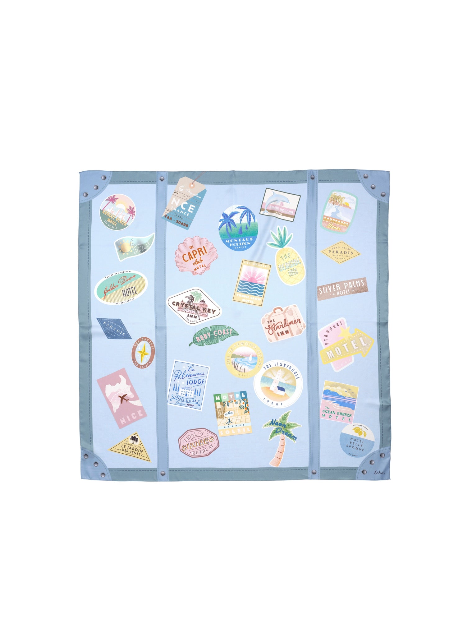 Echo - Travel Stickers Silk Square Scarf