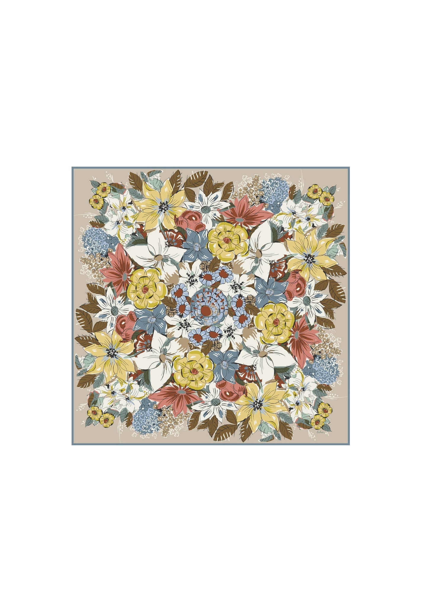 Echo - Floral Bouquet Silk Square Scarf