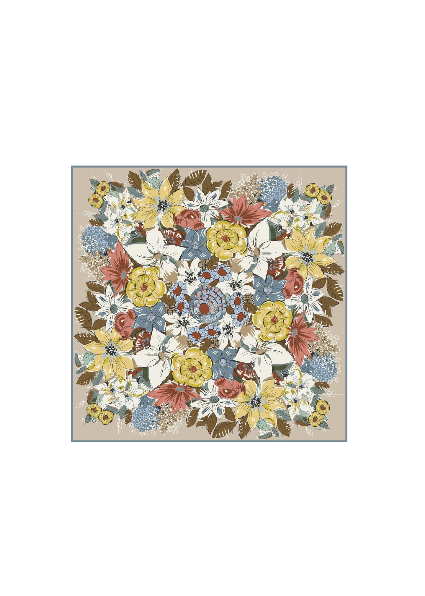 Echo - Floral Bouquet Silk Square Scarf