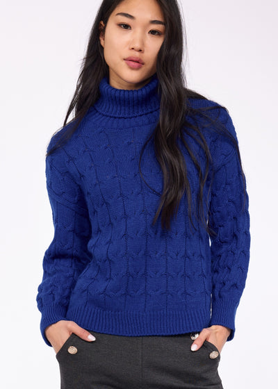 Pistache - Braided Cable knit Turtleneck Sweater