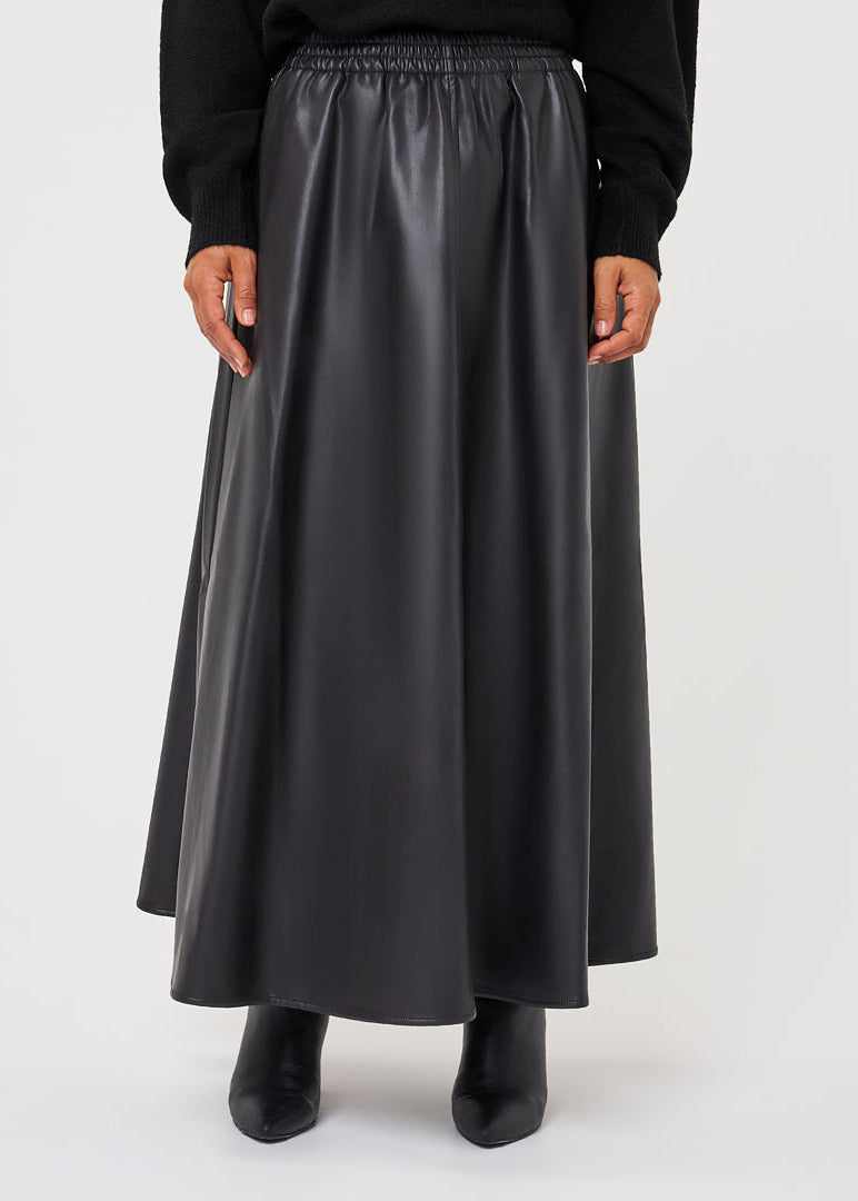 Esqualo - Wide Faux Leather Midi Skirt