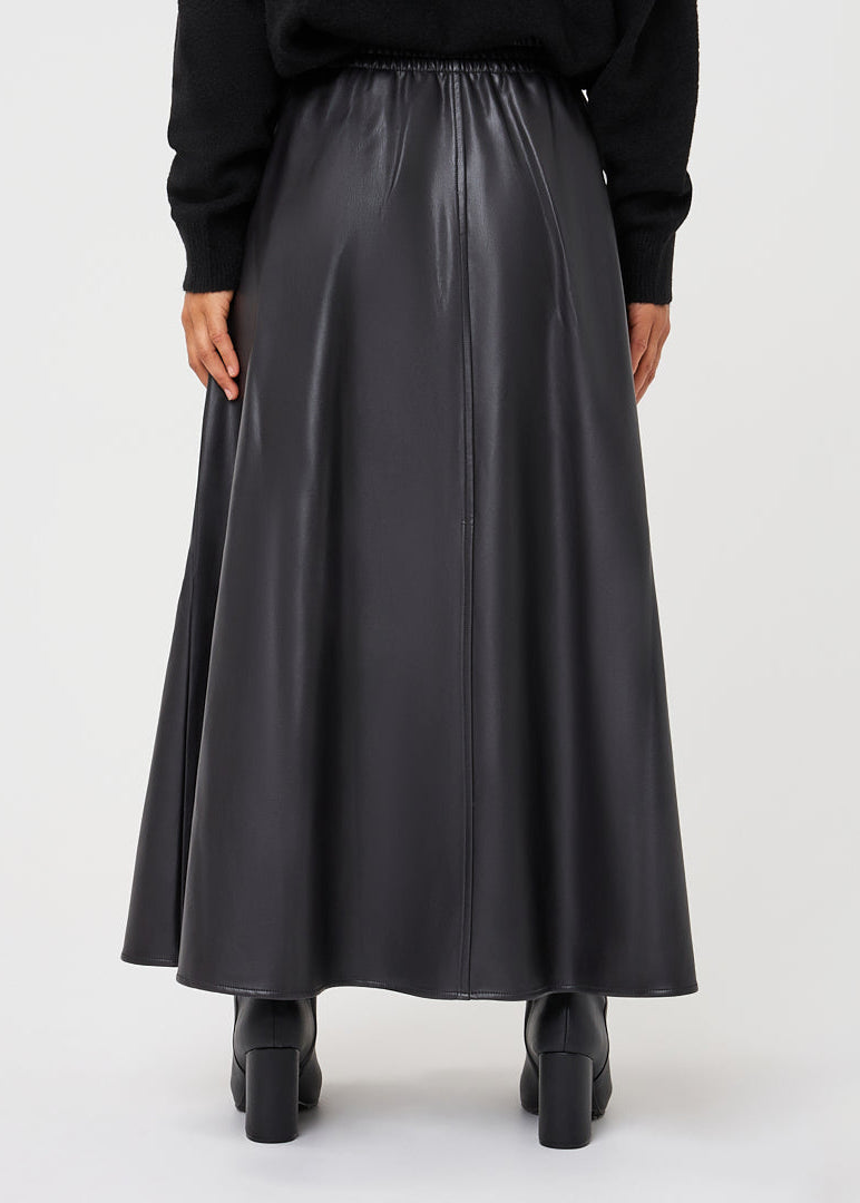 Esqualo - Wide Faux Leather Midi Skirt