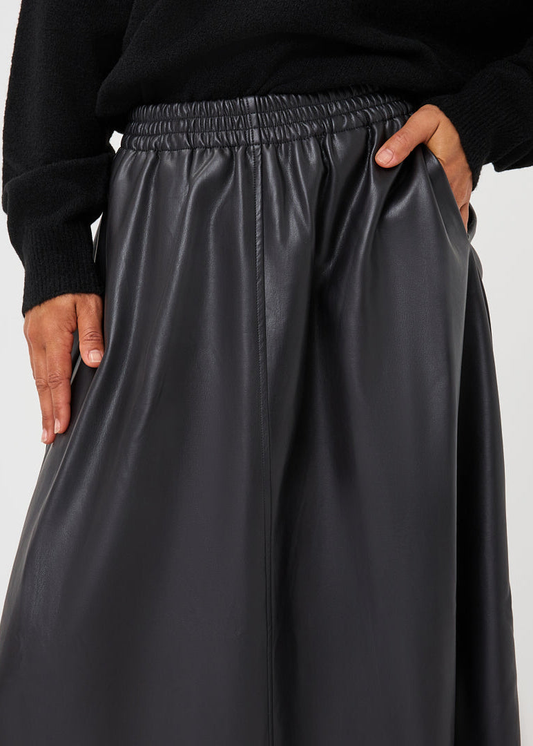 Esqualo - Wide Faux Leather Midi Skirt