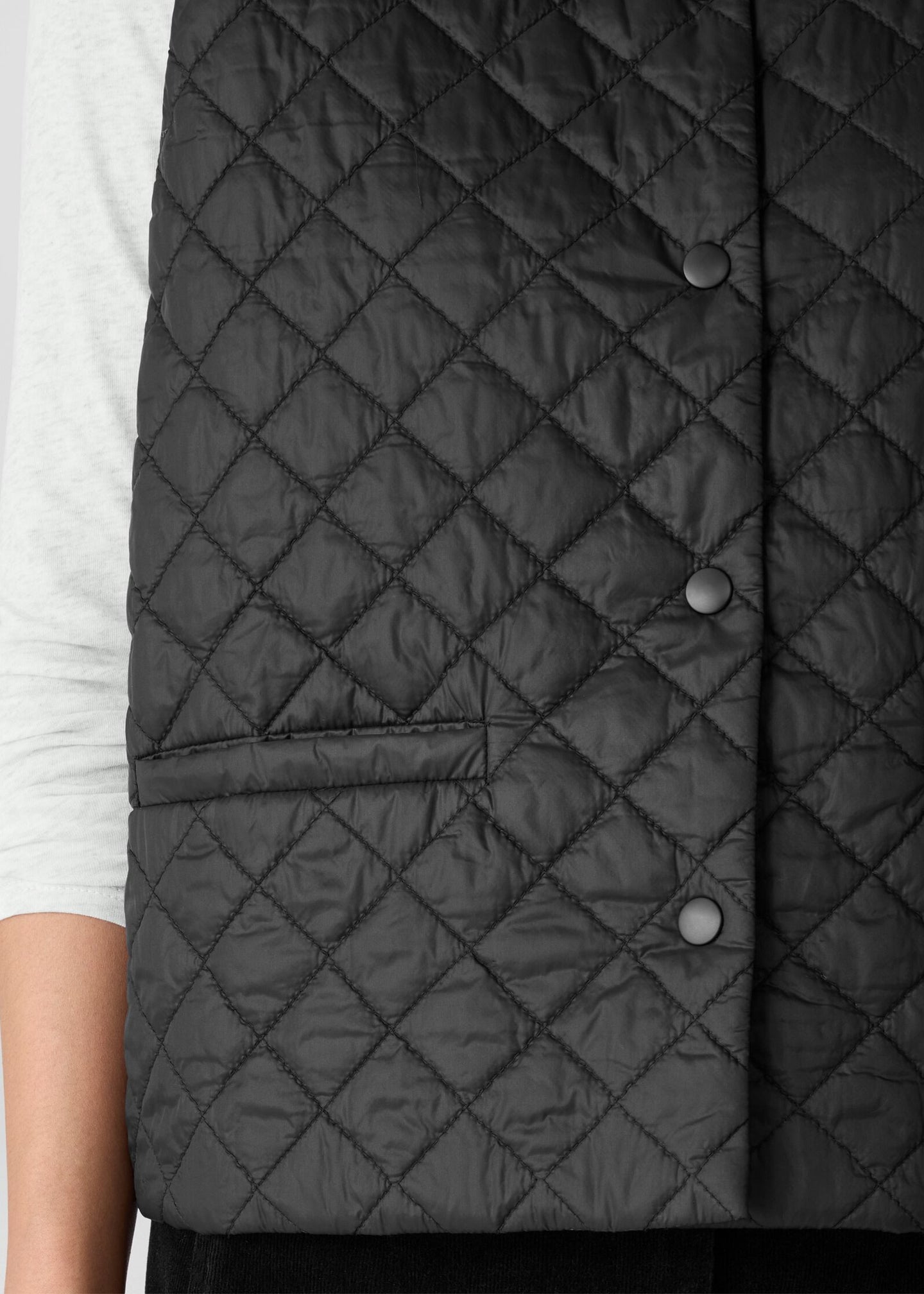 Eileen Fisher - Eggshell Recycled Nylon Quilted V-Neck Vest