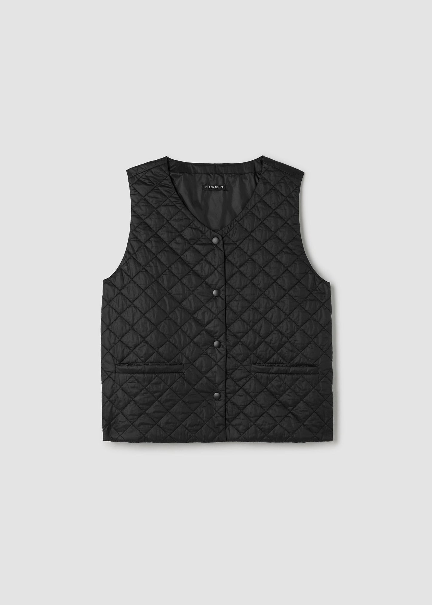 Eileen Fisher - Eggshell Recycled Nylon Quilted V-Neck Vest