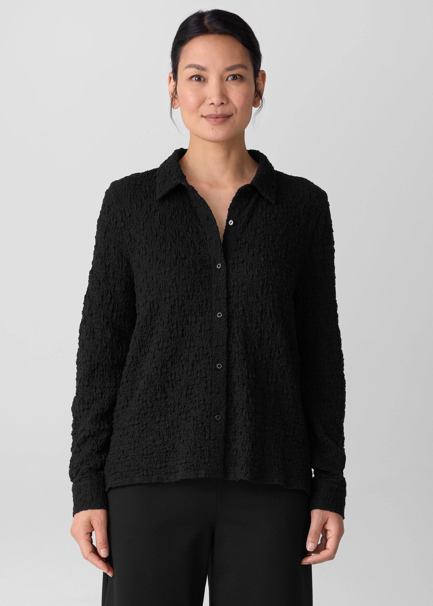 Eileen Fisher - Bubble Jacquard Classic Collar Shirt