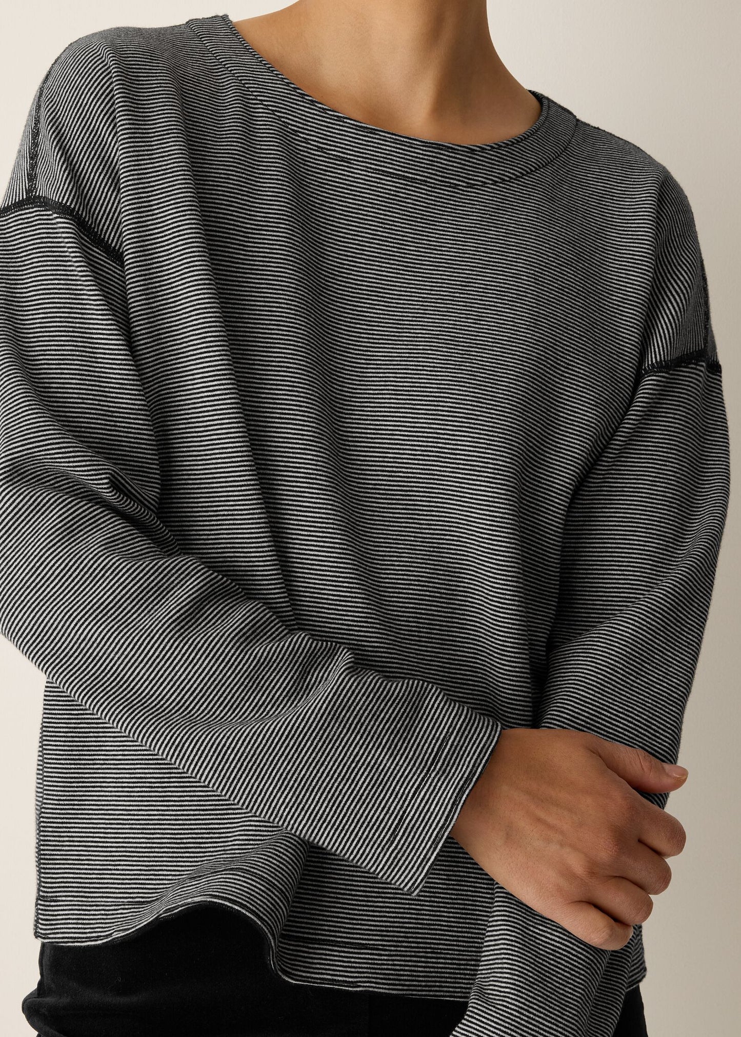 Eileen Fisher - Doubleknit Organic Cotton Stripe Reversible Top