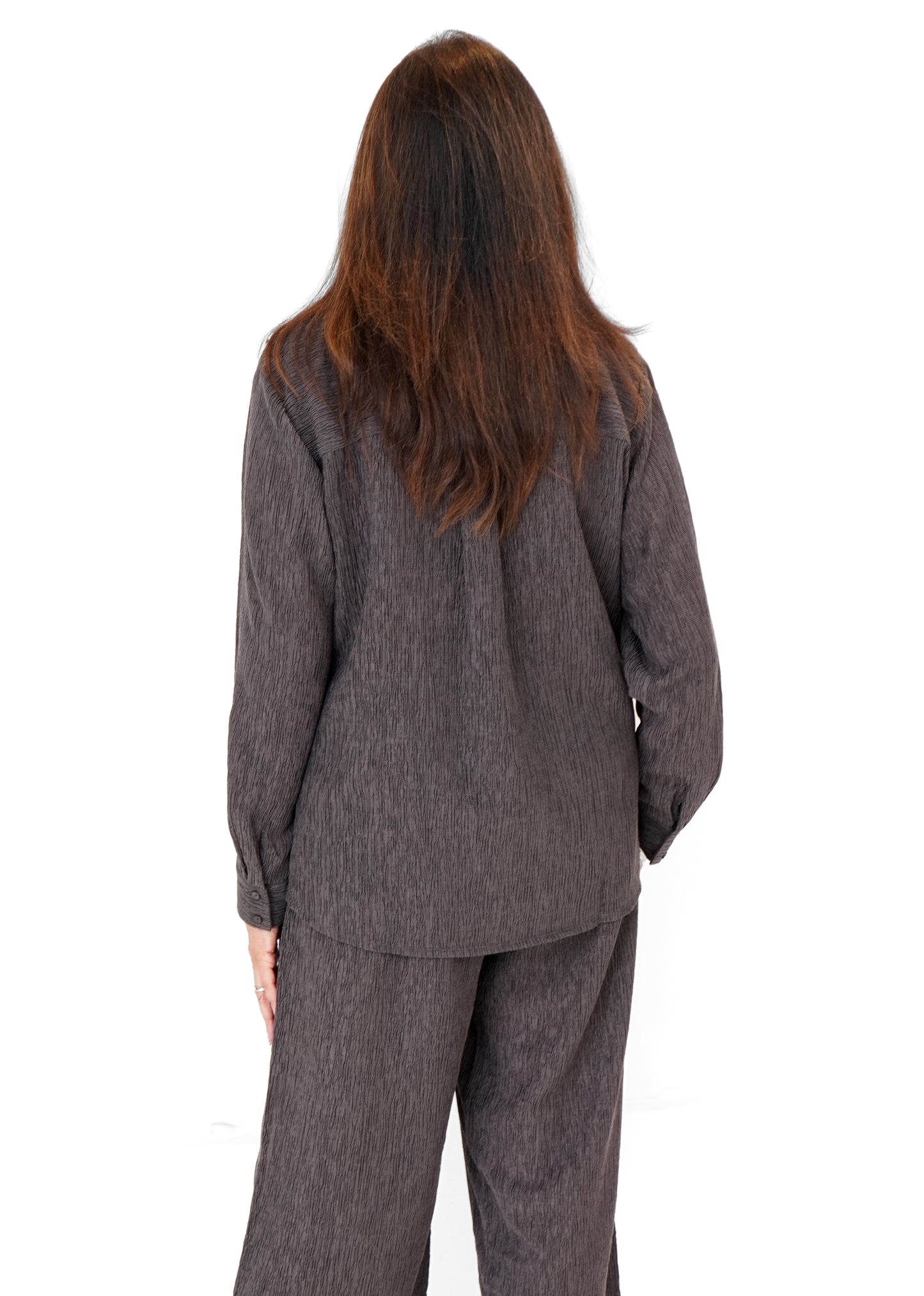 Eileen Fisher - Woven Plissé Band Collar Shirt