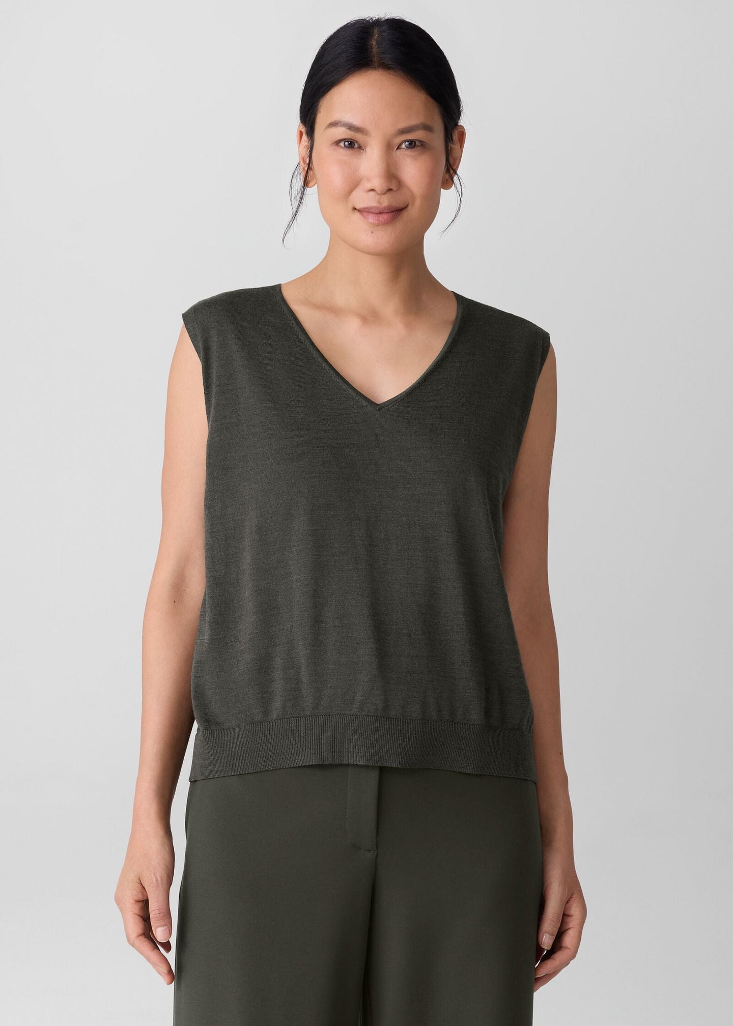 Eileen Fisher Superfine Merino Vest in Regenerative Wool