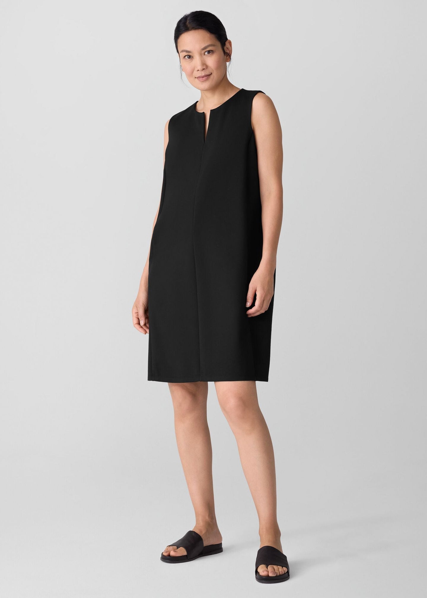 Eileen Fisher - Lightweight Ponte Split Neck Dress