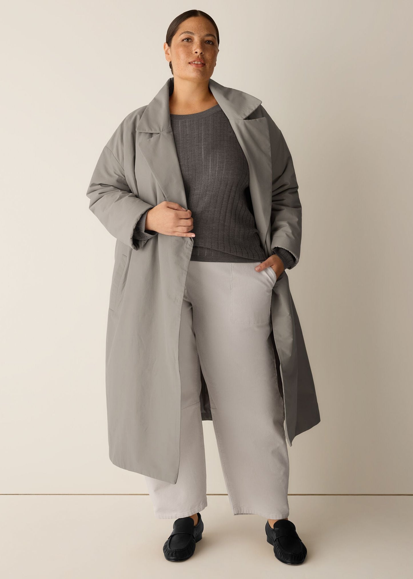 Eileen Fisher - Light Cotton Nylon Padded Trench Coat