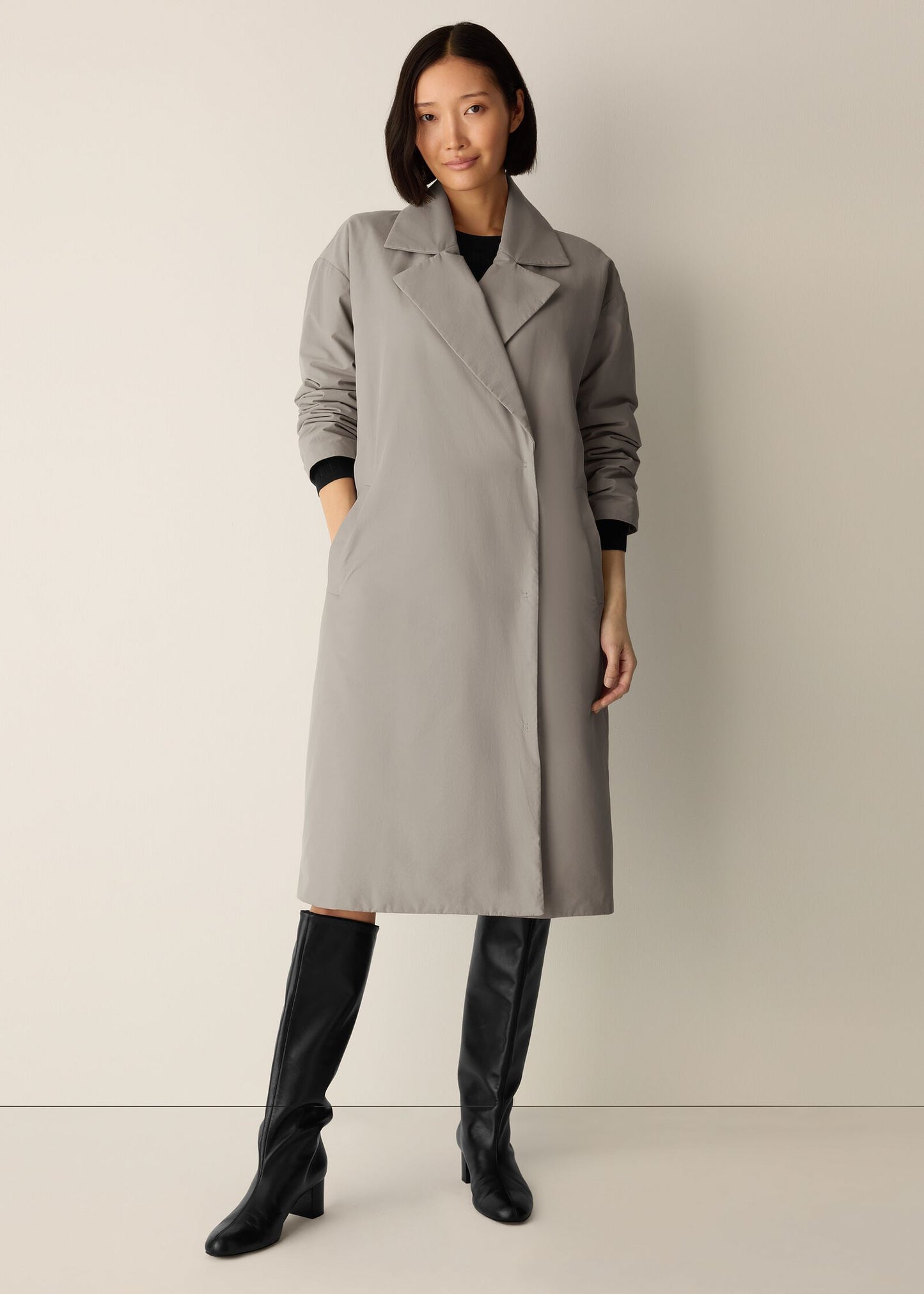 Eileen Fisher - Light Cotton Nylon Padded Trench Coat