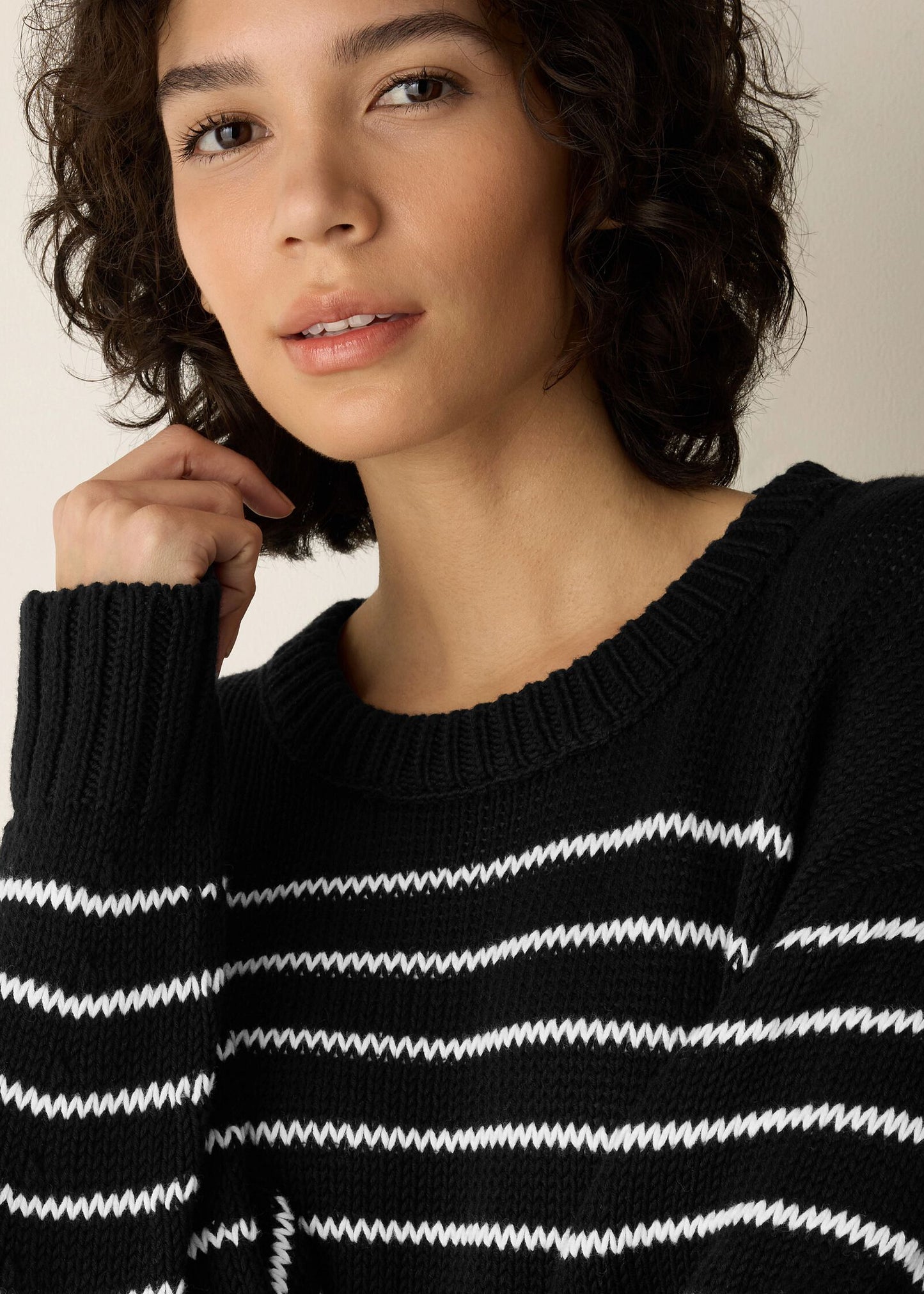 Eileen Fisher - Peruvian Organic Cotton Cord Crew Neck Striped Top