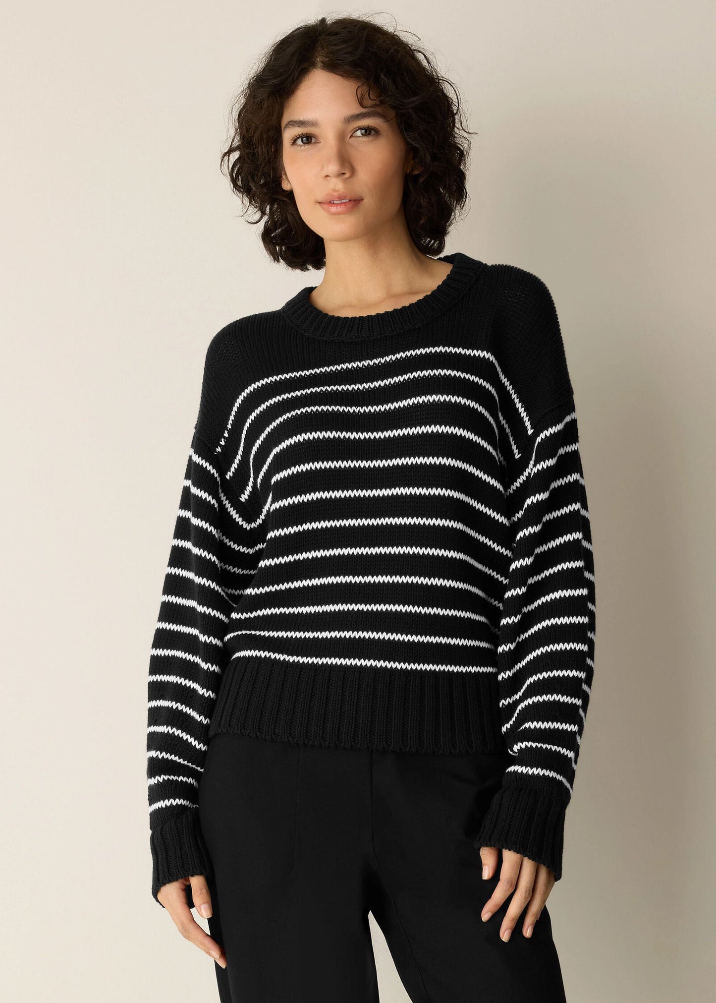 Eileen Fisher - Peruvian Organic Cotton Cord Crew Neck Striped Top