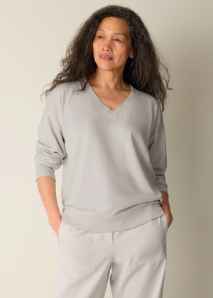 Eileen Fisher - Garment-Dyed Organic Cotton Terry V-Neck Top