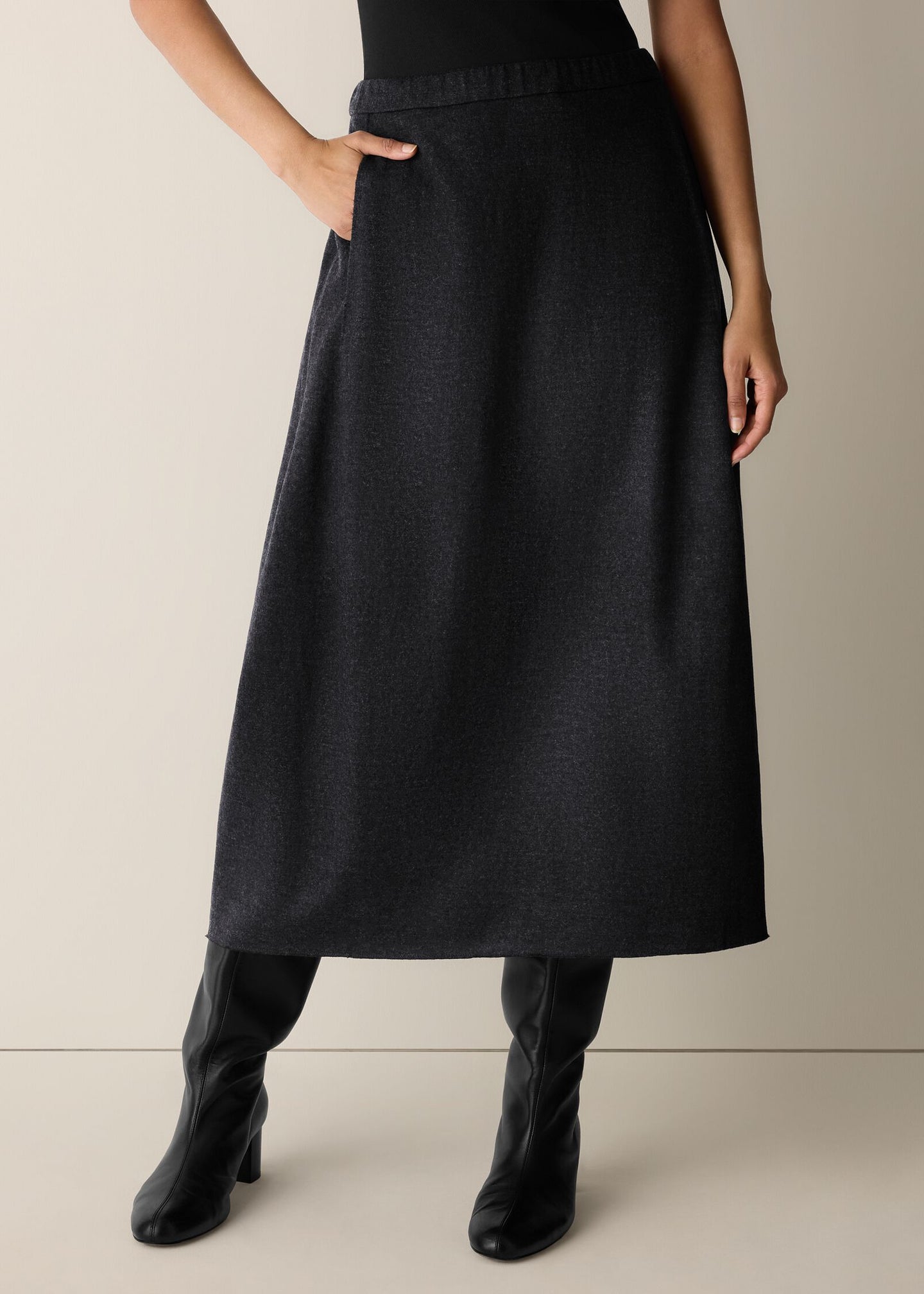 Eileen Fisher - Full Length Wool Lantern Skirt