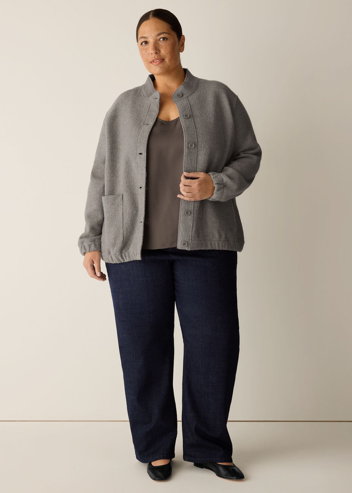 Eileen Fisher - Lightweight Boiled Wool Flight Jacket in Regenerative Wool