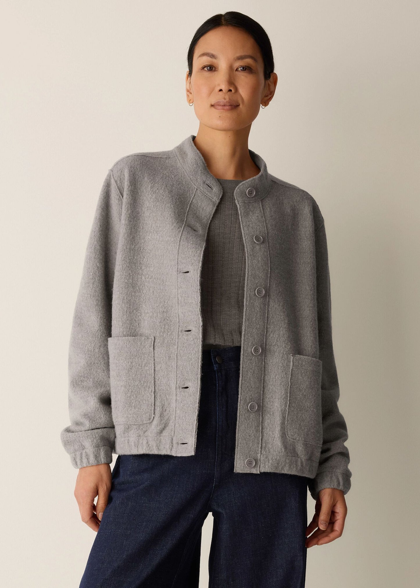 Eileen Fisher - Lightweight Boiled Wool Flight Jacket in Regenerative Wool